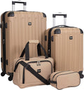 Midtown Hardside Luggage 4-Piece Set in Tan - Lightweight Travel
