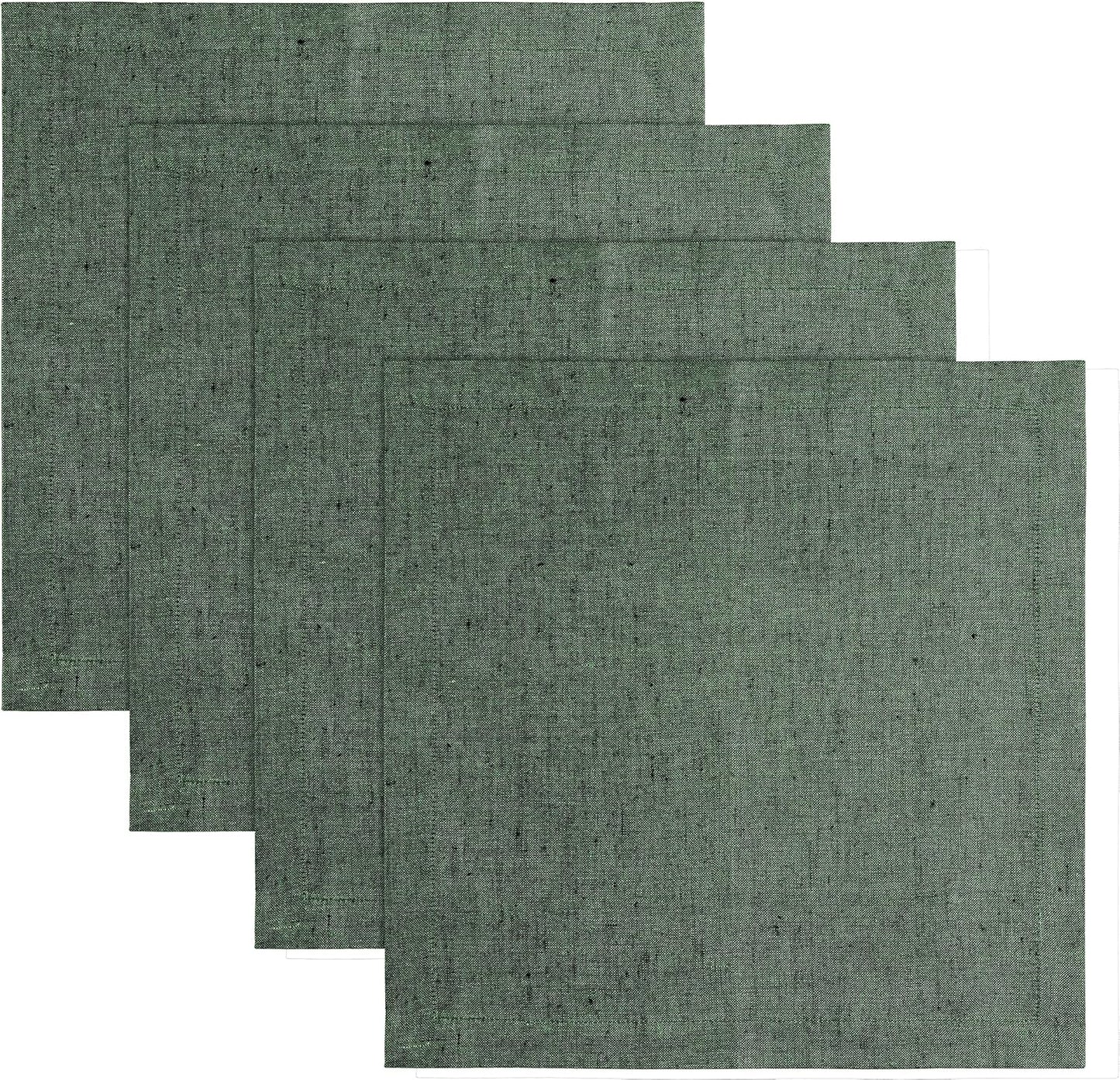 Forest Green Linen Square Placemats Set of 4 for Stylish Tables