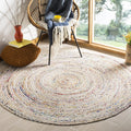 SAFAVIEH 4 ft Round Cape Cod Area Rug - Handmade Jute & Cotton