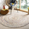 SAFAVIEH Area Rug 5ft Round - Cape Cod Collection - Beige & Multi