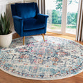 8 ft Round Cream & Blue Area Rug - Madison Collection