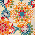 Cabana Collection Area Rug 6ft 7in Square - Indoor/Outdoor Floral Rug