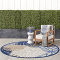 Aloha Indoor/Outdoor Blue Multicolor 7ft 10in Round Rug - Tropical