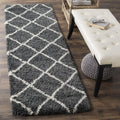 SAFAVIEH Hudson Shag Runner Rug 2ft3ft x 8ft - Plush Dark Grey & Ivory
