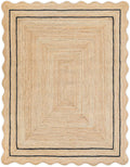 Wave Scalloped Natural Jute Runner Black 5ftx8ft - Boho Farmhouse