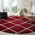 Hudson Shag 3 ft Round Red Ivory Rug - Plush 2-in Pile