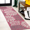 JONATHAN Y Floral Textured Weave Indoor Outdoor Runner Rug 2x10