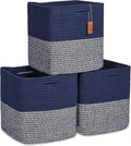NaturalCozy Storage Cubes 11 in Cotton Rope Woven Baskets - 3-Pack