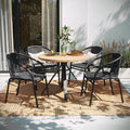 Set of 4 Gray Rattan Stack Chairs - Modern Indoor/Outdoor Patio