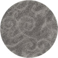 SAFAVIEH Florida Shag 4 ft Round Rug - Plush Grey Scroll