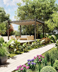 10x13 Ft Aluminum Pergola with Retractable Canopy - Stable Shade