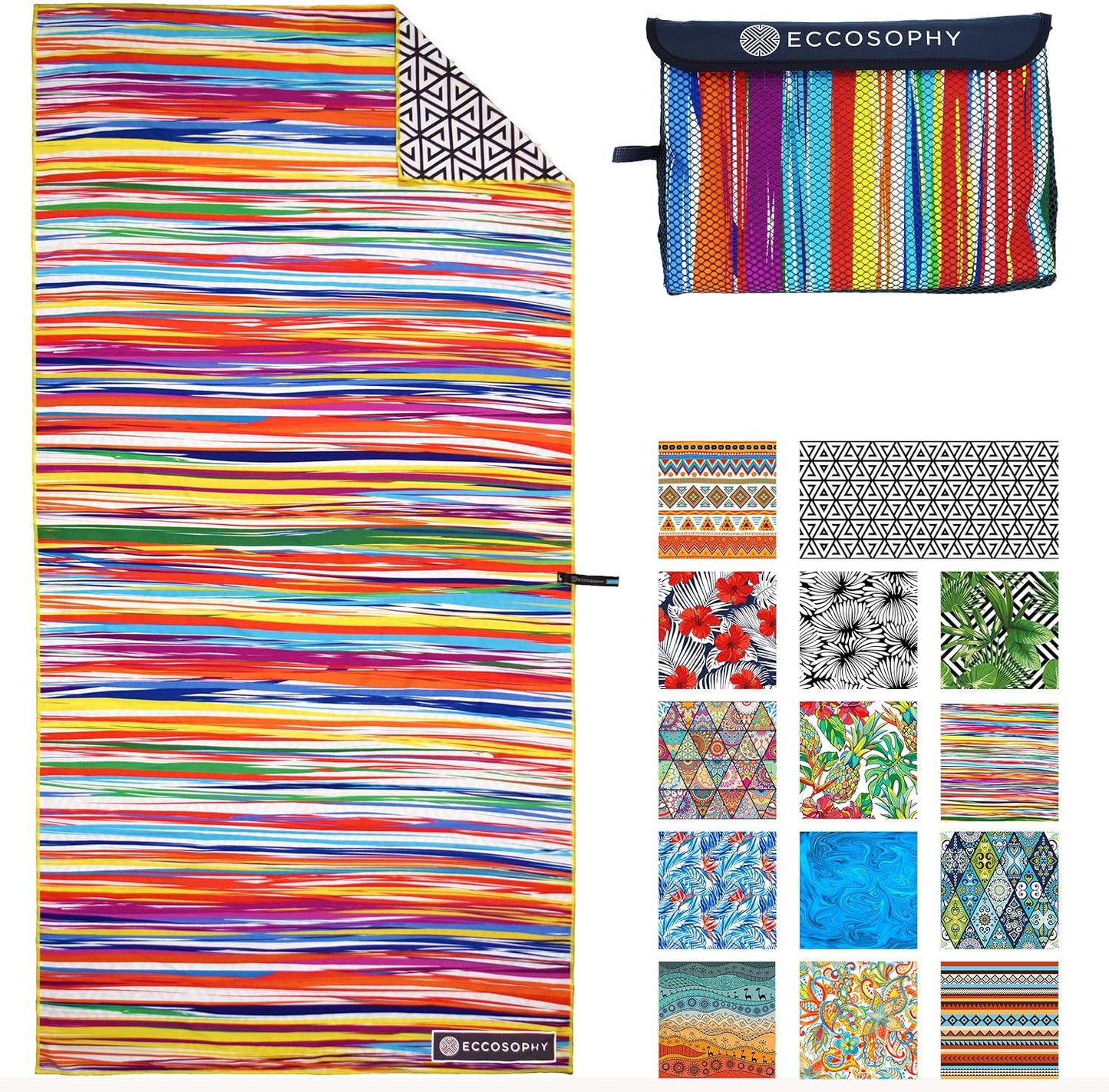 ECCOSOPHY Microfiber Beach Towel - Quick Dry and Sand Free