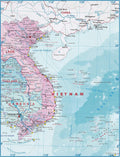 Palmetto Posters 24x31 Laminated Poster - Large Vietnam and Laos Map