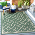 Courtyard 6ft 7in x 9ft 6in Dark Green/Beige Trellis Rug - Durable