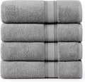 Lane Linen 100% Cotton Bath Sheets Set of 4 - Oversized Grey