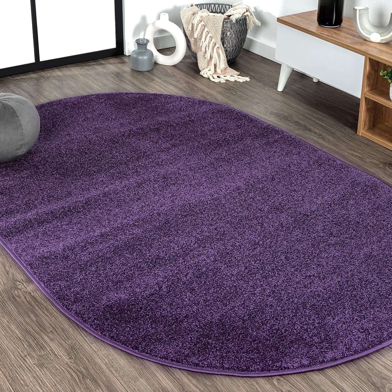 Haze Solid Low-Pile Purple 6x9 Oval Indoor Area Rug Review