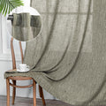 MYSKY HOME 90 in Linen Look Curtains Olive Green - Light Filtering