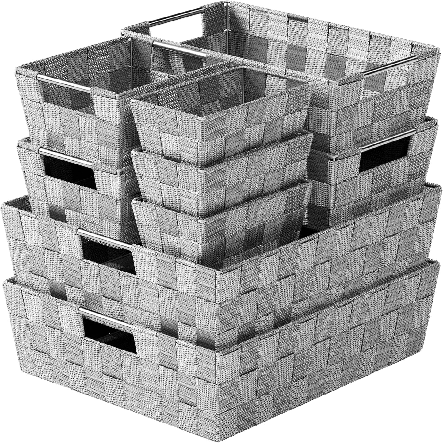 Baskets For Organizing Set Of 9 Dark Grey Storage Bins