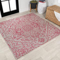 Boho Medallion Indoor Outdoor Square Area Rug 5x5 - Easy-Clean Vintage