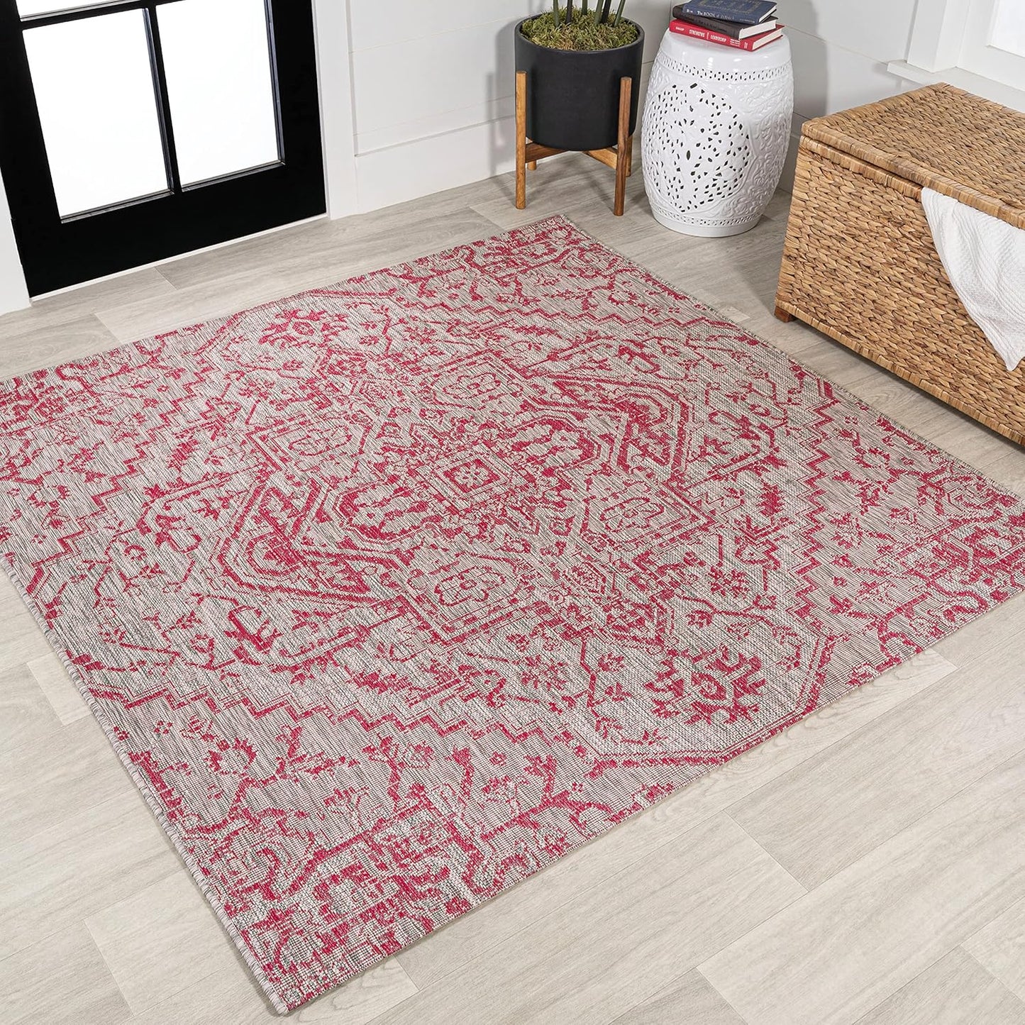 JONATHAN Y Boho Medallion Indoor Outdoor Square Area Rug 5X5