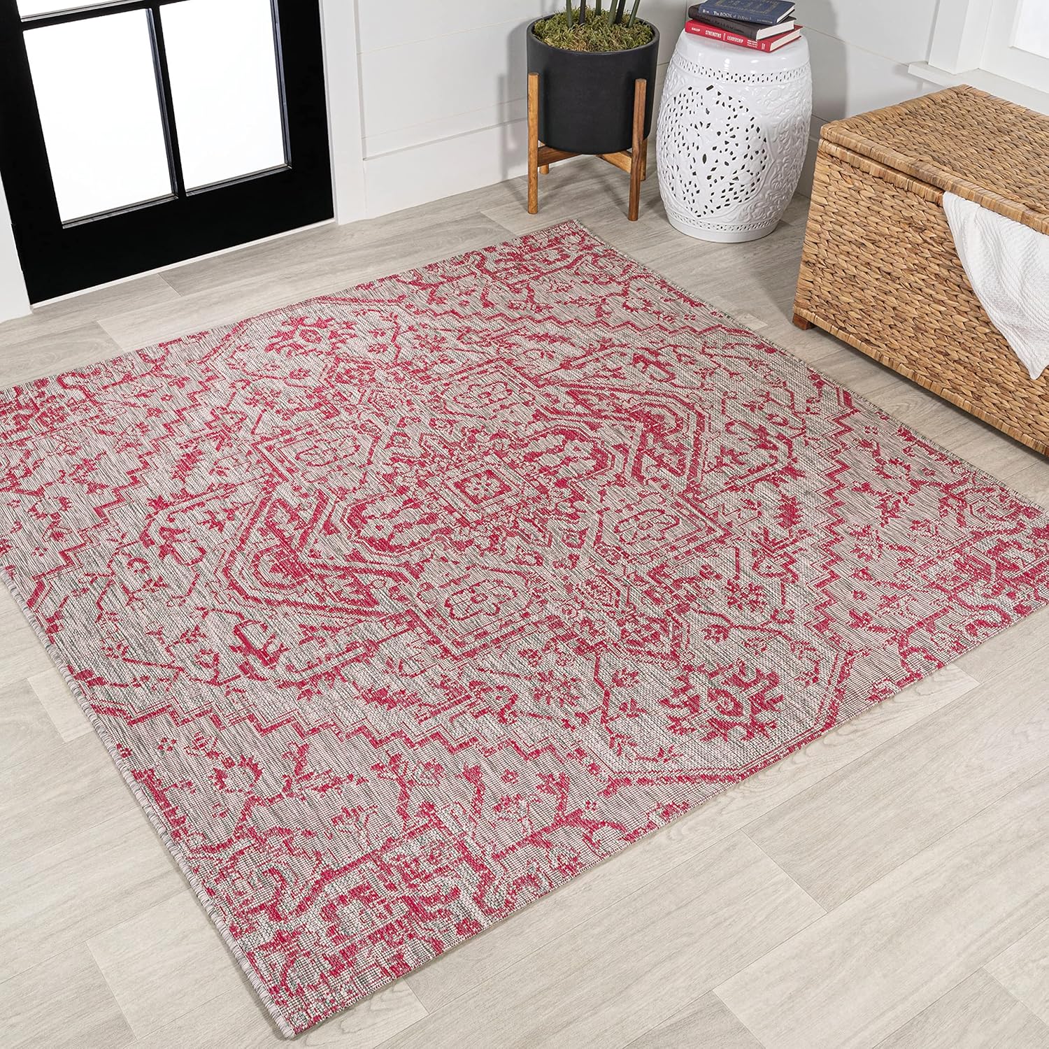 JONATHAN Y Boho Medallion Indoor Outdoor Square Area Rug 5X5