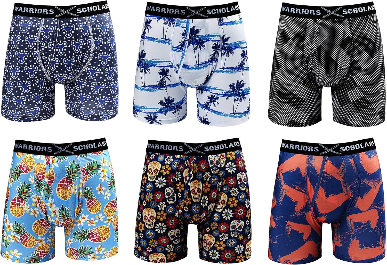 Comfortable Warriors & Scholars Mens Boxer Briefs Pack of 6