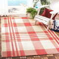 SAFAVIEH Courtyard 8 ft x 10 ft Red/Bone Plaid Rug - Durable Outdoor