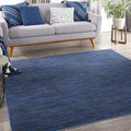 Midnight Blue Indoor Outdoor 5 ft Square Rug - Easy Clean Low Pile