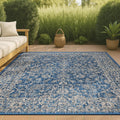 Vine and Border Indoor Outdoor Area Rug 4x6 Navy/Gray - Durable Patio
