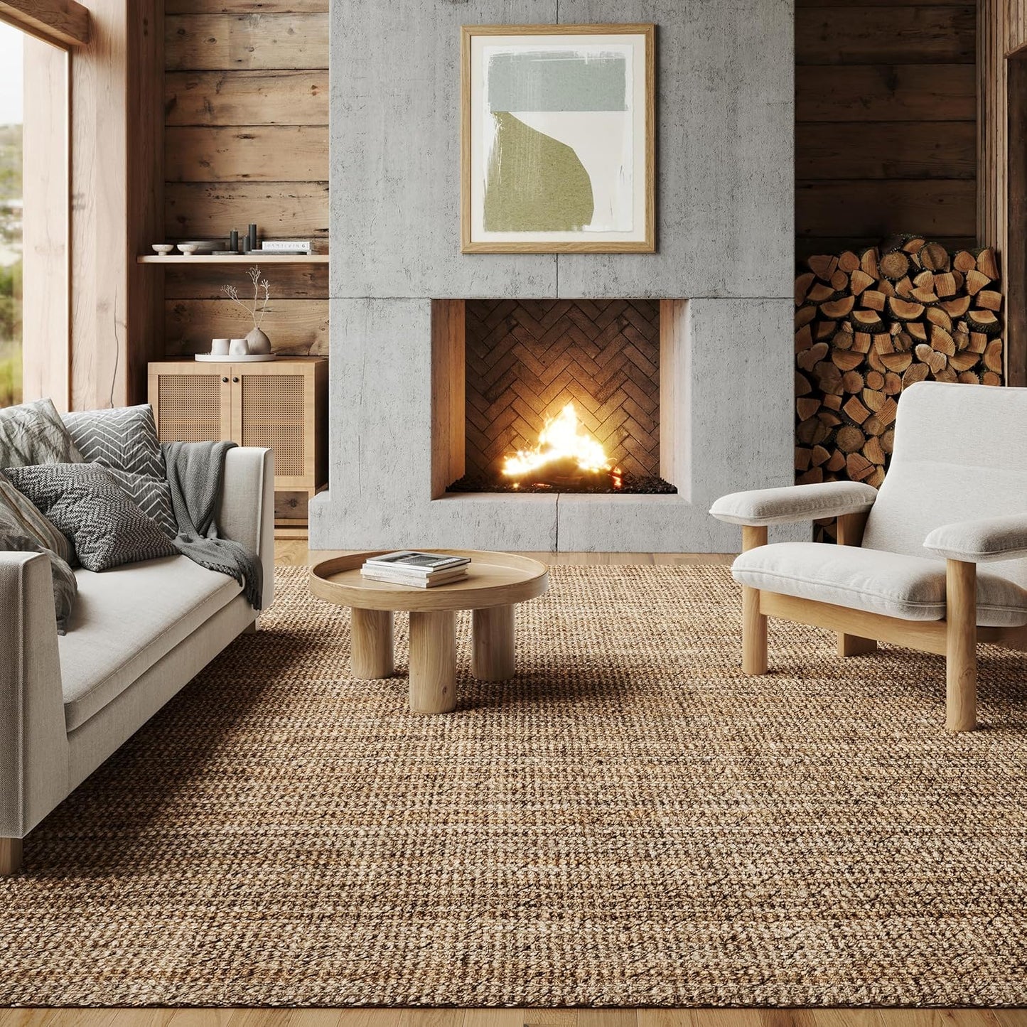 nuLOOM Ashli Solid Farmhouse Jute Area Rug - Natural 3x5