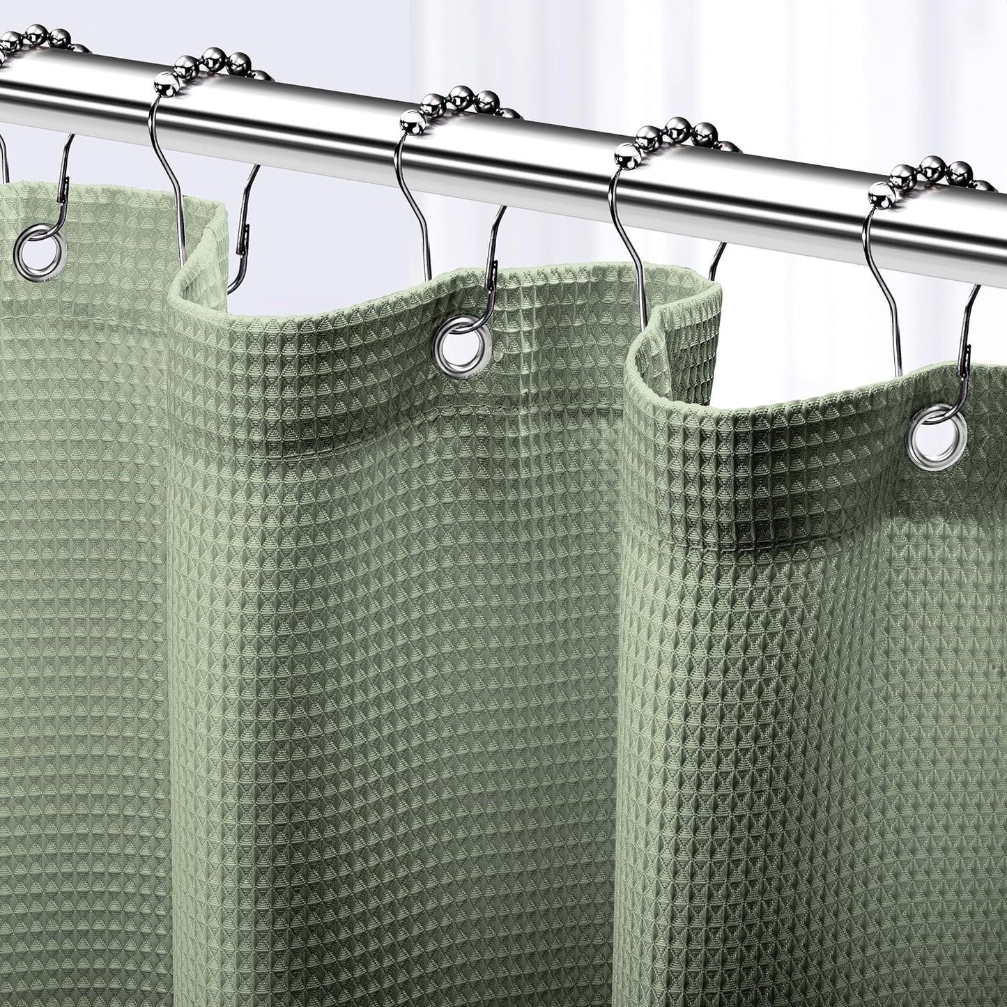 Hotel Style Sage Green Waffle Design Shower Curtain - 72x72 Inches