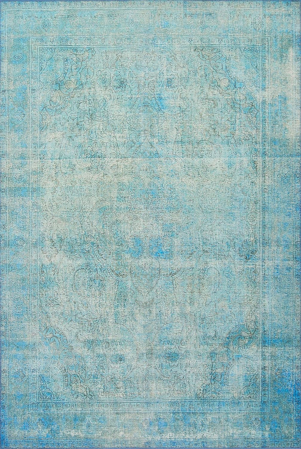 Loloi Loren Collection Runner Rug in Aqua for Stylish Spaces