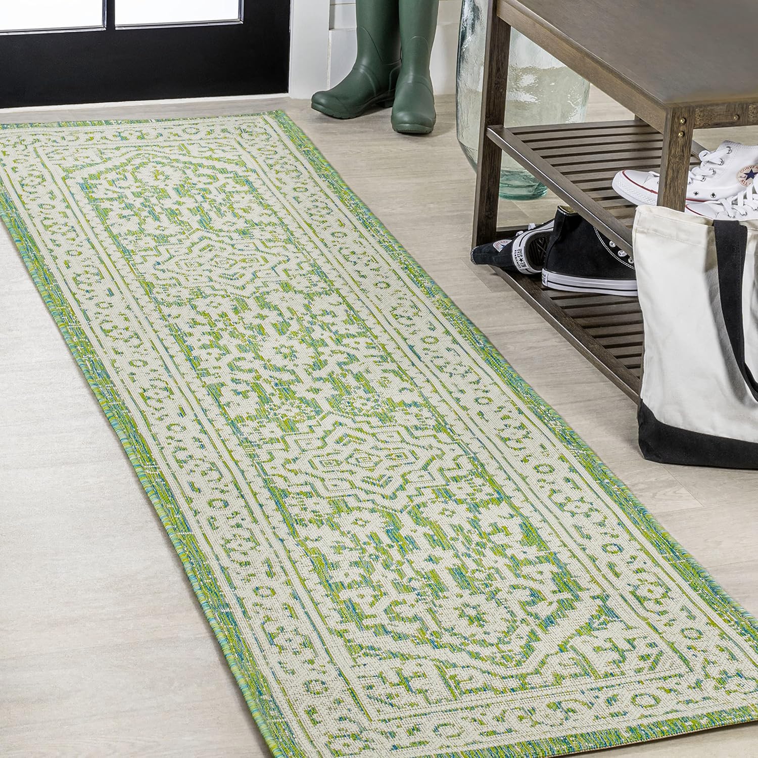 JONATHAN Y Medallion Weave Indoor Outdoor Runner Rug for High Traffic