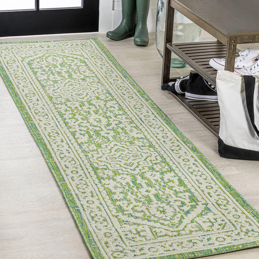JONATHAN Y Medallion Weave Indoor Outdoor Runner Rug for High Traffic