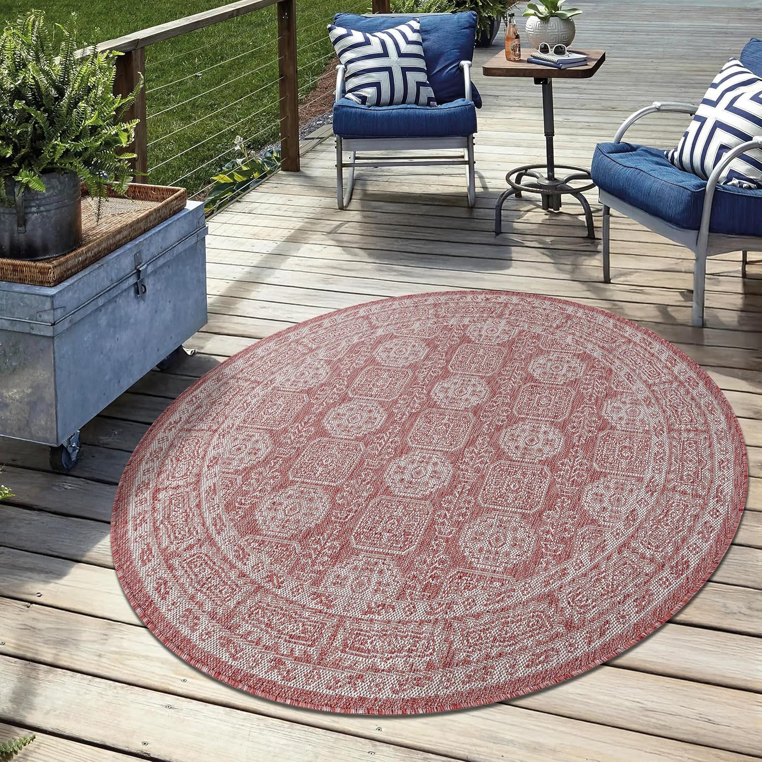 Keen Home Design Terrace Outdoor Round Rug - 7ft 7in Washable