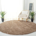 SAFAVIEH Milan Shag Collection 7ft Round Dark Beige Area Rug