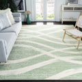 SAFAVIEH Adirondack 6 ft Square Rug - Sage & Cream Wave Distressed