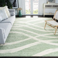 SAFAVIEH Adirondack 8 ft Square Area Rug - Sage & Cream Modern Wave