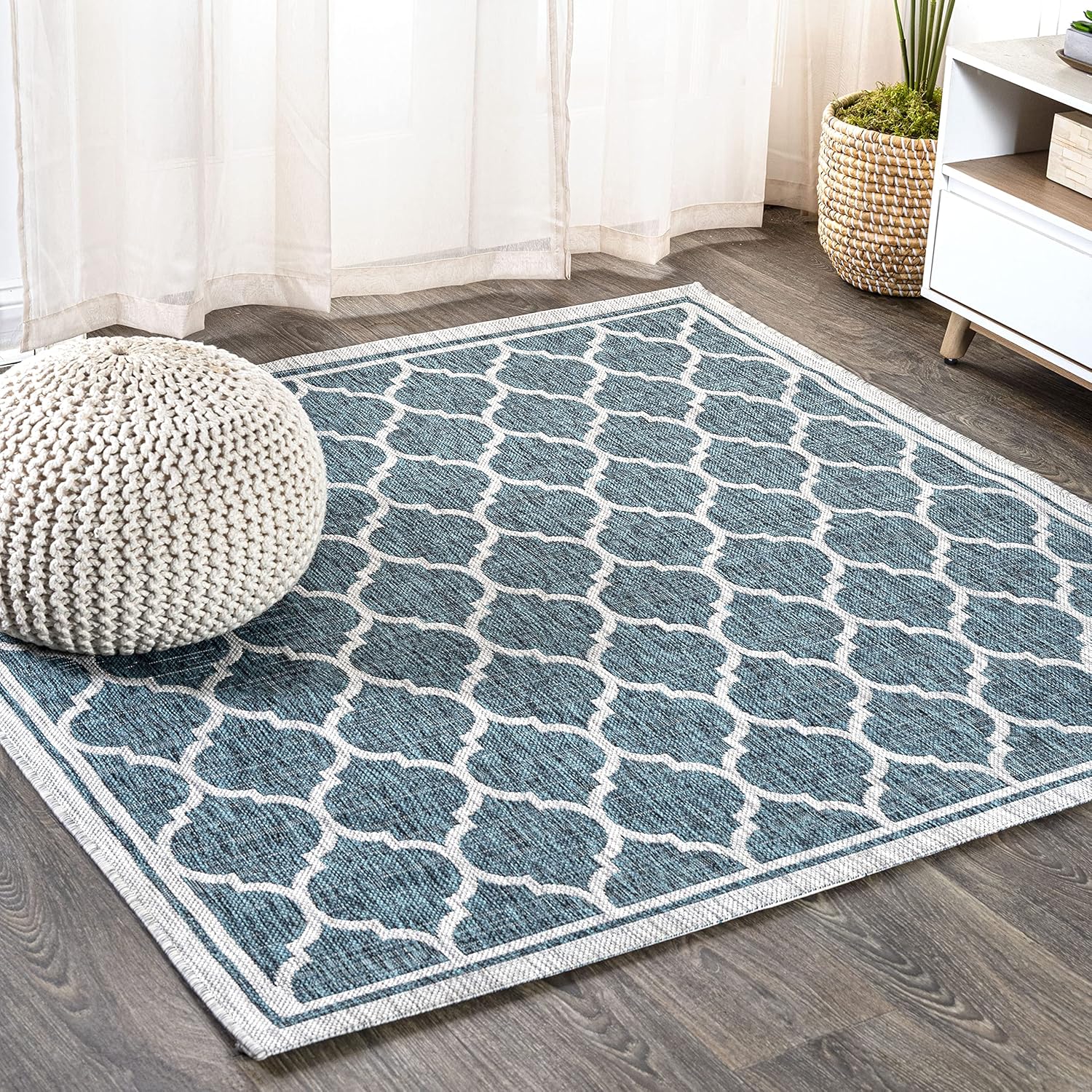 JONATHAN Y Moroccan Trellis Indoor Outdoor Rug for Easy-Cleaning
