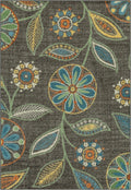 Reggie Floral Area Rug 3ft4 x 5 Dark Grey - Washable Low-Profile Rug