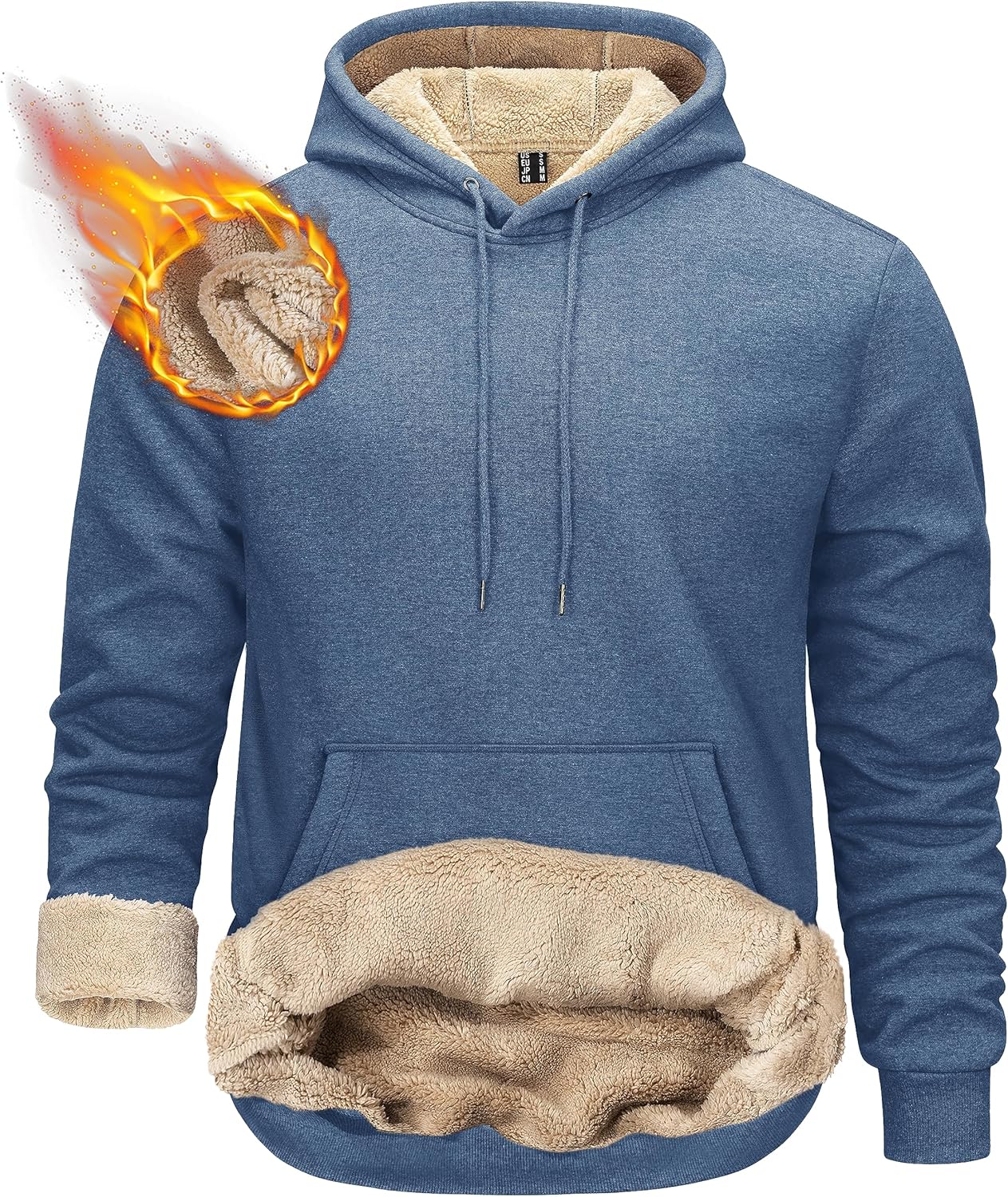 TACVASEN Men's Thick Sherpa Lined Hoodie for Winter Warmth