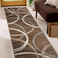 Rugshop Modern Wavy Circles Design Runner Rug - Fade-Resistant 2 ft x
