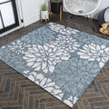 JONATHAN Y Floral Textured Weave Indoor Outdoor Square Rug 5X5