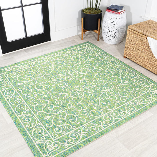 Charleston Vintage Filigree Textured Weave Indoor Outdoor Rug