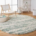 SAFAVIEH Hudson Shag Collection Area Rug - 7ft Round, Ivory & Green