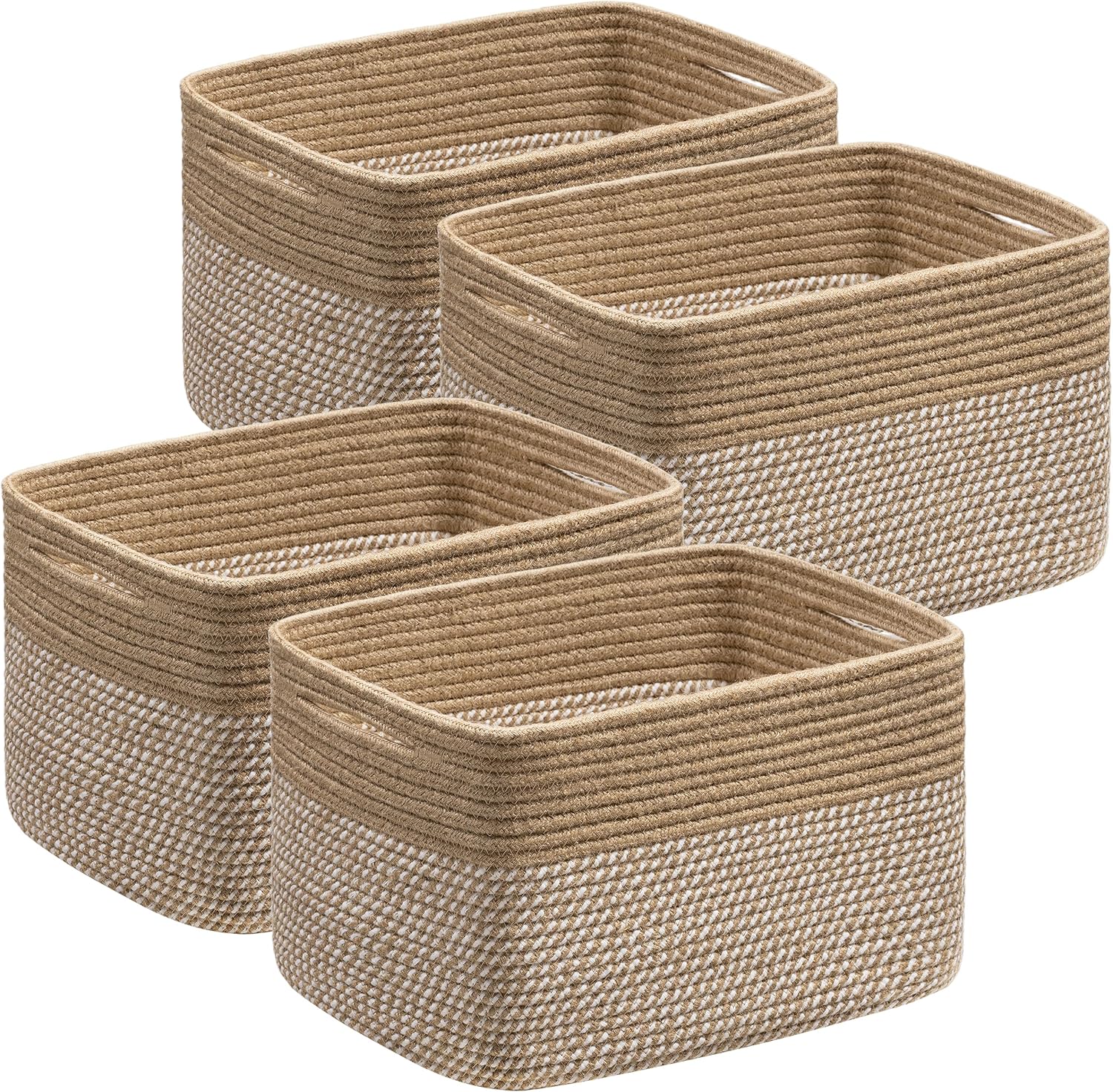 Woven Storage Baskets for Organizing Toys and Towels - 4 Pack