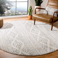 Tulum 5ft Round Ivory/Grey Area Rug - Durable Moroccan Boho Style