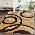 GLORY RUGS Area Rug Modern 4x6 Brown Circles Geometry - Soft Hand
