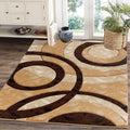 GLORY RUGS Area Rug 8x10 Brown Circles Geometry - Soft, Modern Accent