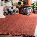 nuLOOM Daniela 5x8 Jute Tassel Area Rug - Solid Chunky Farmhouse